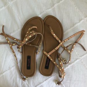 Nude rock stud gladiator sandals